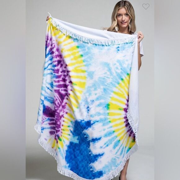 Ocean Round Beach Towel- Tie-Dye - Picture 3 of 6